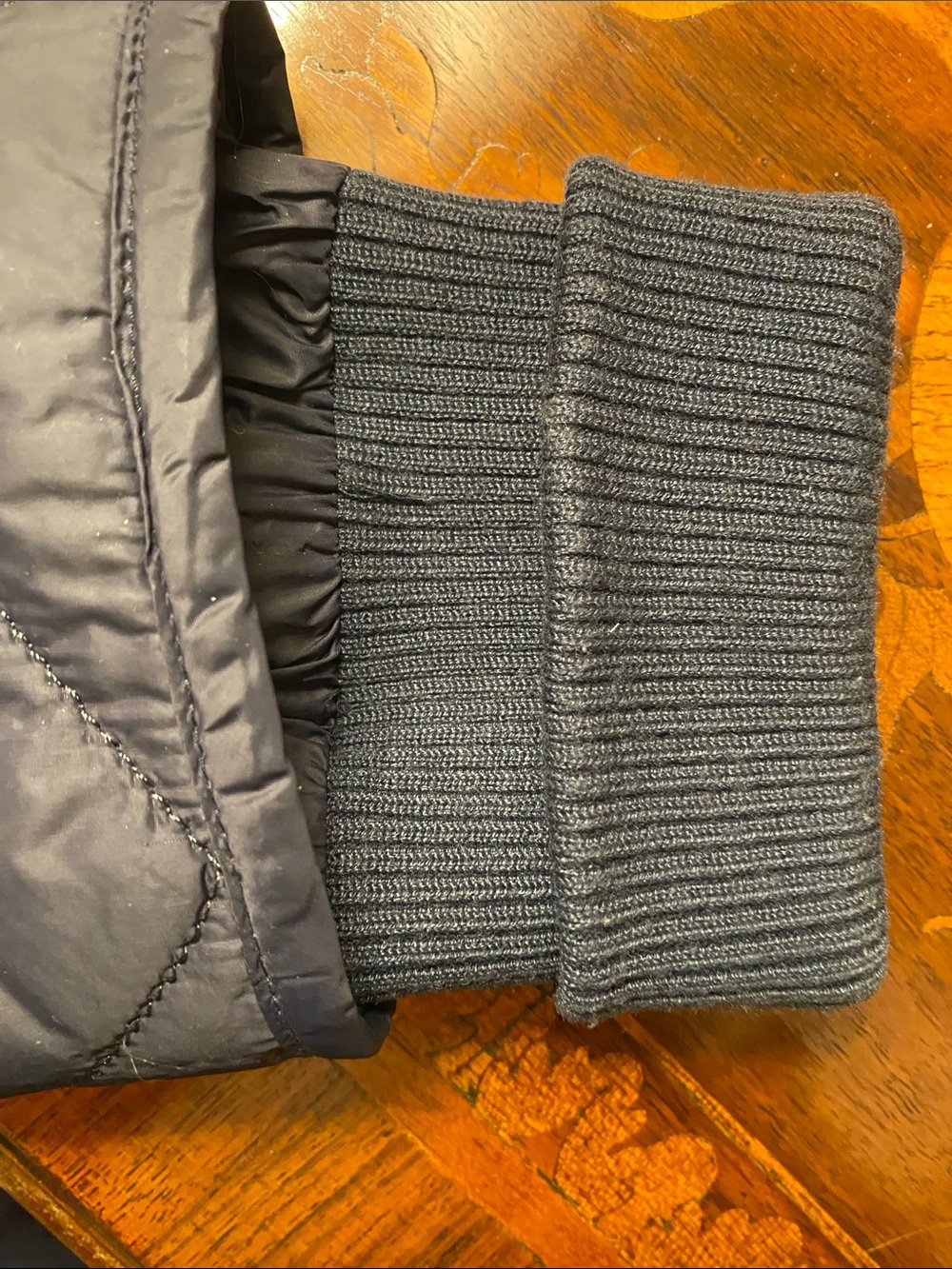 Barbour Quilted Navy Coat with Corduroy Collar • Size 10 - Picture 11 of 16